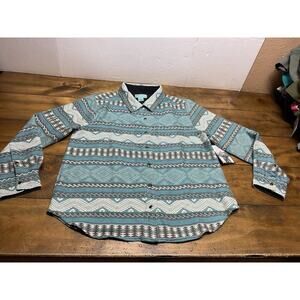 Tasha Polizzi Women’s Aztec Pearl Snap Blue Rambler Shirt Size Large NWT